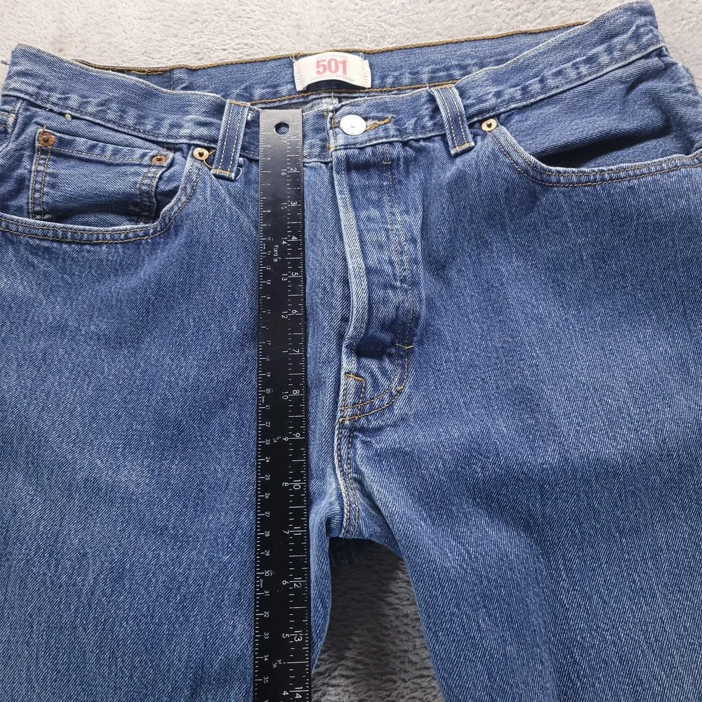 Levis 501 Jeans Mens 36x32 Blue Regular Straight Medium Wash Denim Button Fly